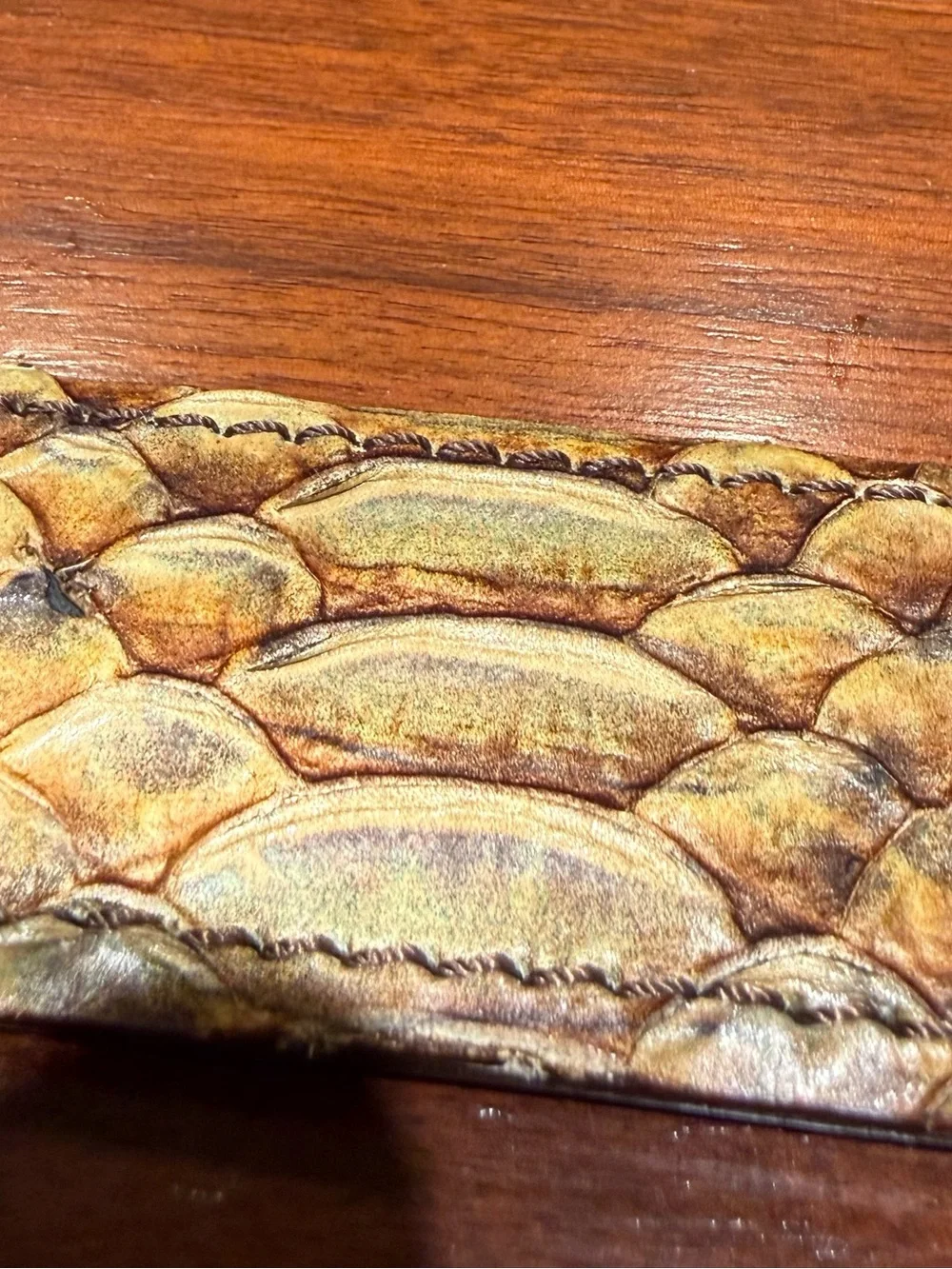 Genuine Python Snakeskin Belt Brass Buckle Sz 80
